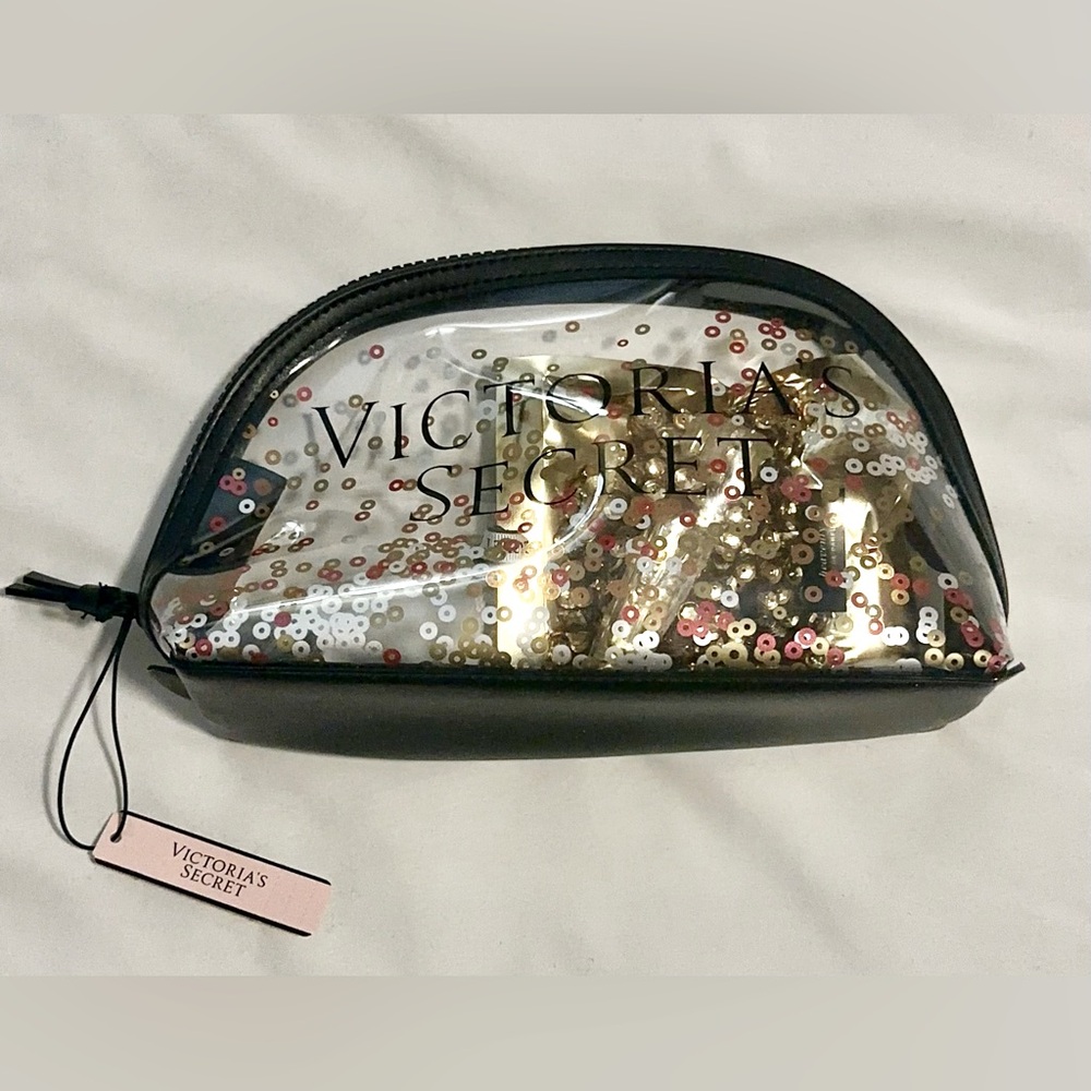 Victoria Secret Glitter Makeup Bag w/ Mini Fragrance Included